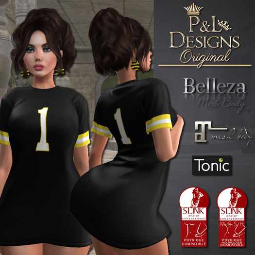 [P&L] - Football Jersey Dress Set - Black and Yellow