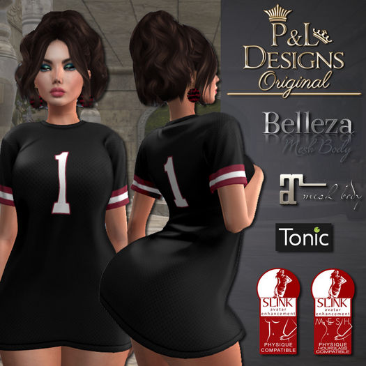 [P&L] - Football Jersey Dress Set - Black and Red