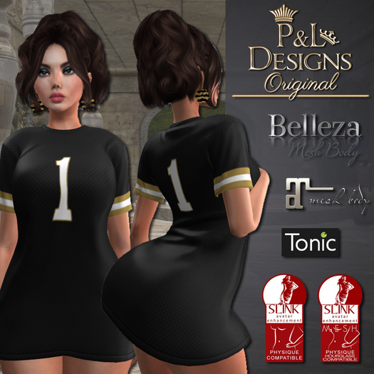 [P&L] - Football Jersey Dress Set - Black and Gold
