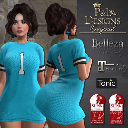 [P&L] - Football Jersey Dress Set - Aqua and Black