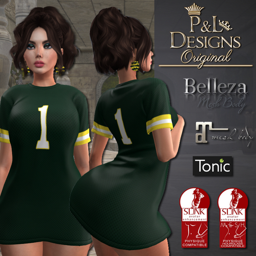 [P&L] - Football Jersey Dress Set - Green and Yellow