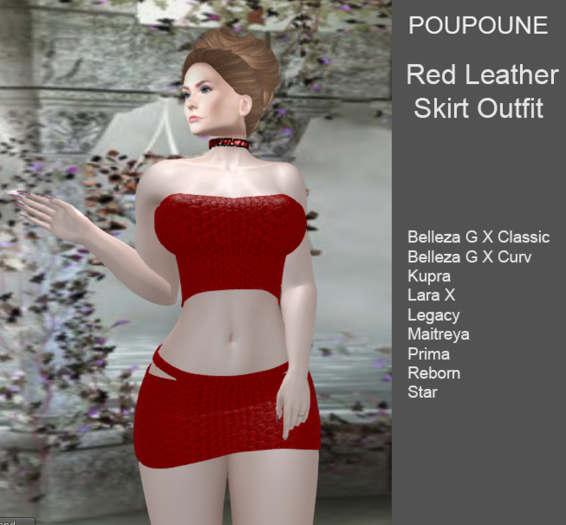 POUPOUNE Red Snake Skin Skirt Outfit