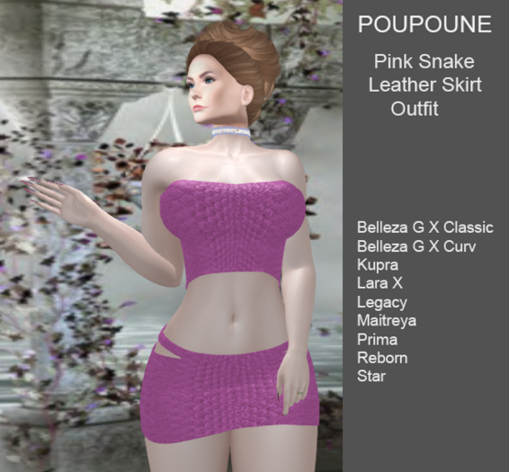 POUPOUNE Pink Snake Skin Skirt Outfit