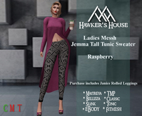 *HH* Ladies Mesh Jemma Tail Tunic Sweater Raspberry