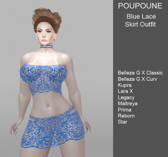 POUPOUNE Blue Lace Skirt Outfit 2