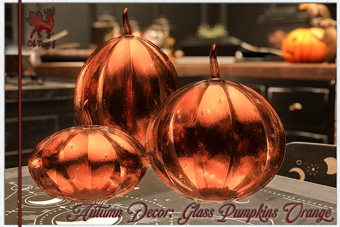 Oh Deer! Autumn Decor: Glass Pumpkins Orange