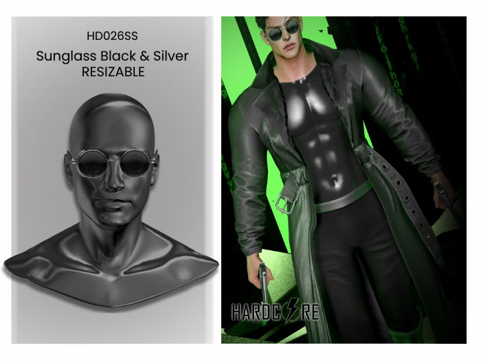 :: HARDCORE :: (HD026SS) Sunglass Black & Silver