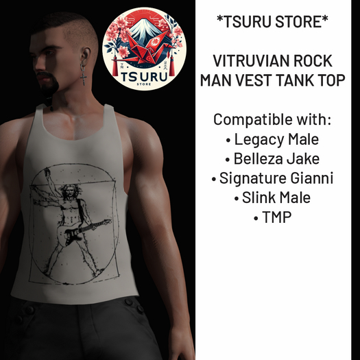 *Tsuru Store* Male Vest Tank Top - Vitruvian Rock Man 