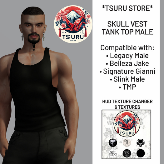 *Tsuru Store* Male Vest Tank Top (Fatpack with Textures HUD)