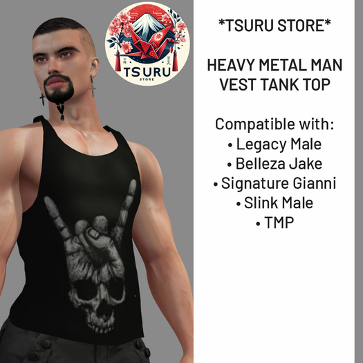 *Tsuru Store* Male Vest Tank Top - Heavy Metal