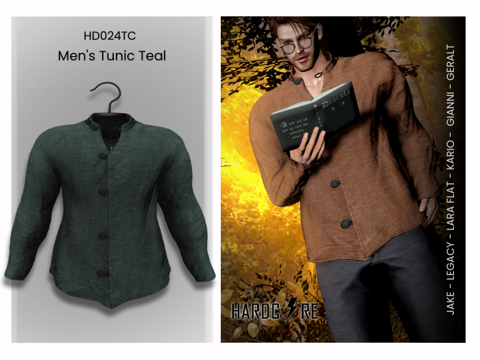 :: HARDCORE :: (HD024TC) Men's Tunic - Teal