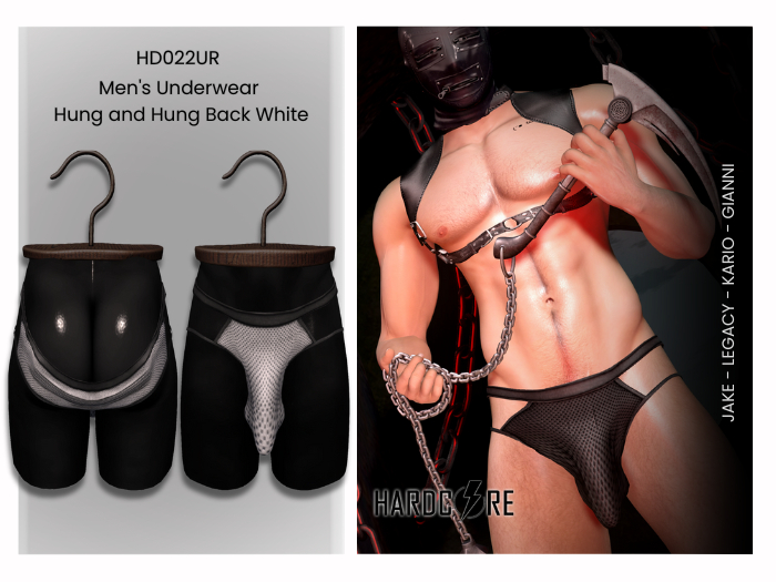 :: HARDCORE :: (HD022UR) Underwear Hung & Back - White