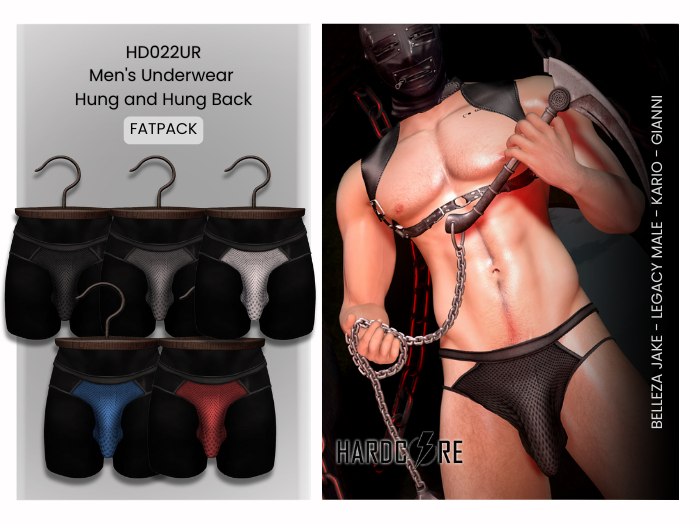 :: HARDCORE :: (HD022UR) Men's Underwear Hung & Back - Fatpack