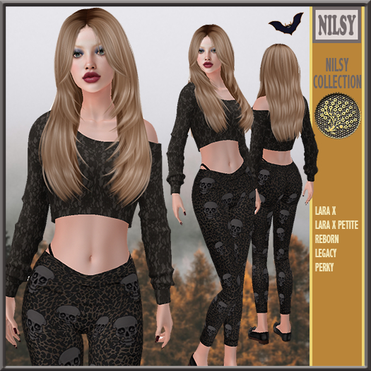 LACE TOP&SKULL LEGGINGS