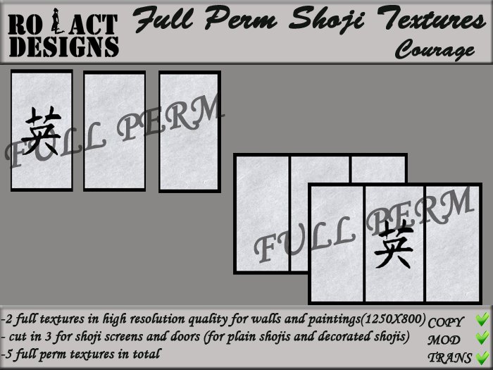 ..::RO!ACT::..DESIGNS 5 Full Perm Asian Shoji Texture - Courage