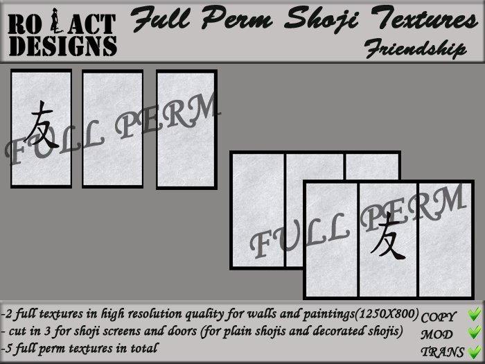 ..::RO!ACT::..DESIGNS 5 Full Perm Asian Shoji Texture - Friendship