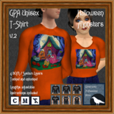GPA Unisex T-Shirt BOM - Halloween Monsters Print v.2
