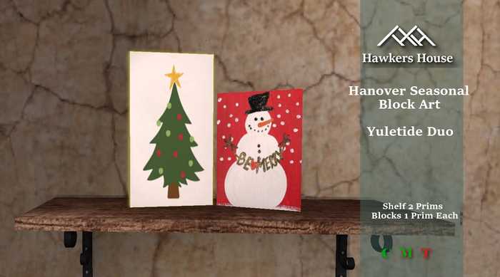 *HH* Hanover Seasonal Block Art Yuletide Duo
