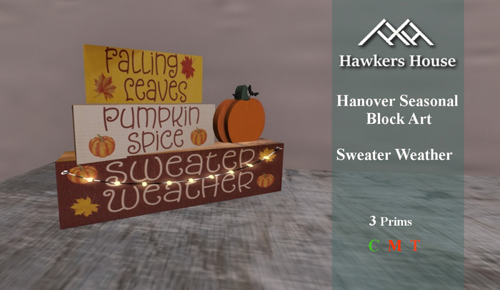 *HH* Hanover Seasonal Block Art Cuddle Weather