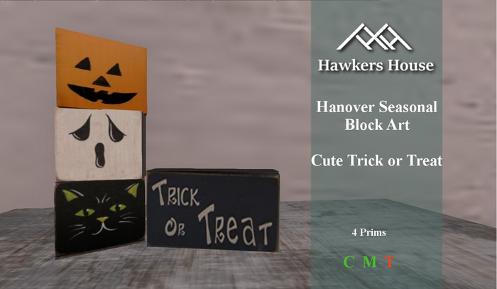 *HH* Hanover Seasonal Block Art Cute Trick or Treat