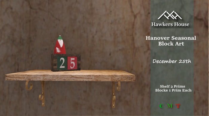*HH* Hanover Seasonal Block Art December 25