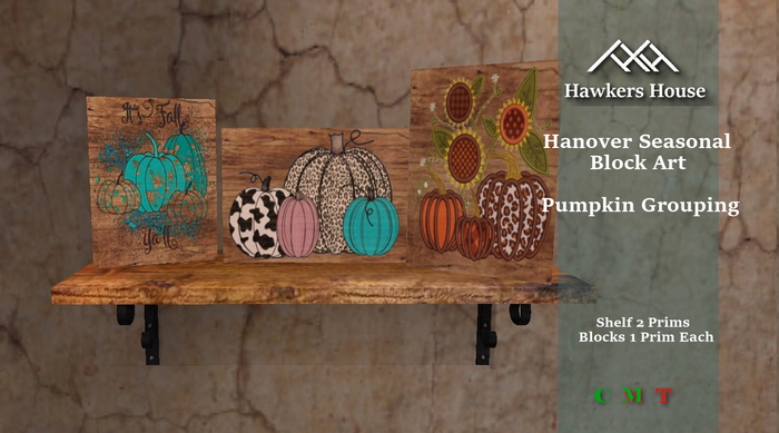 *HH* Hanover Seasonal Block Art Pumpkin Grouping
