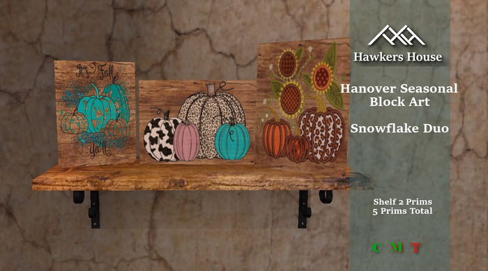 *HH* Hanover Seasonal Block Art Snowflake Duo
