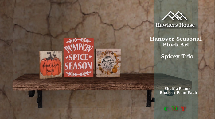 *HH* Hanover Seasonal Block Art Spicey Trio