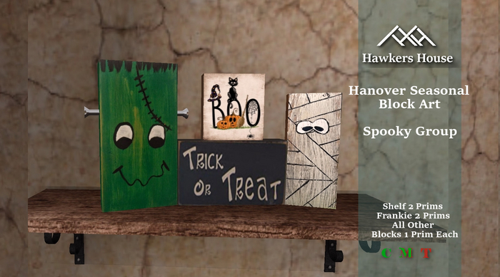 *HH* Hanover Seasonal Block Art Spooky Group