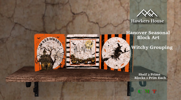 *HH* Hanover Seasonal Block Art Witchy Grouping