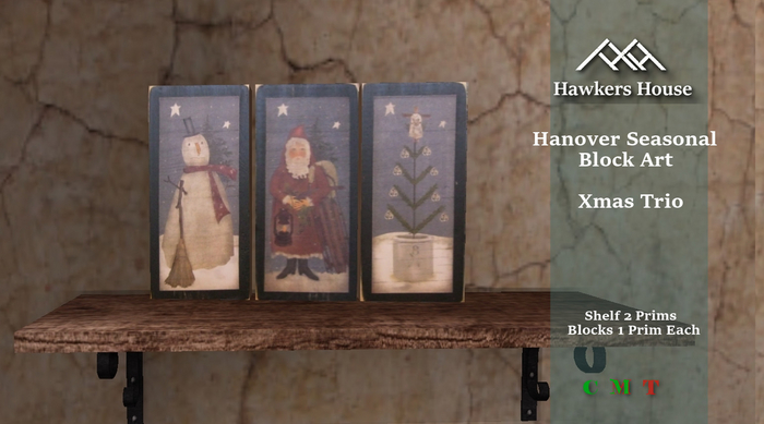 *HH* Hanover Seasonal Block Art Xmas Trio