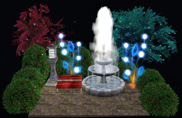Fountain in the garden.