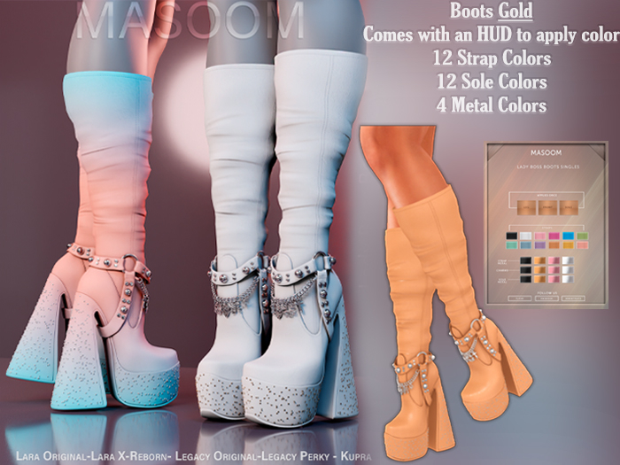 [[ Masoom ]] Lady Boss Boots - Gold