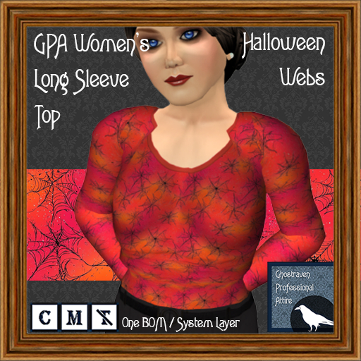 GPA Women's Long Sleeve Top BOM - Halloween Webs Print