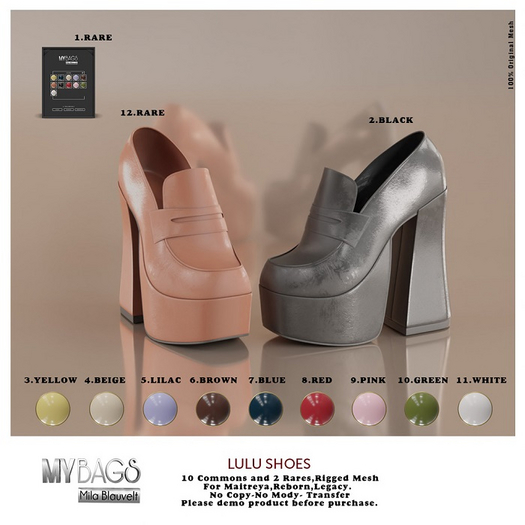 1.MY BAGS by Mila Blauvelt My Lulu Shoes-Legacy  RARE