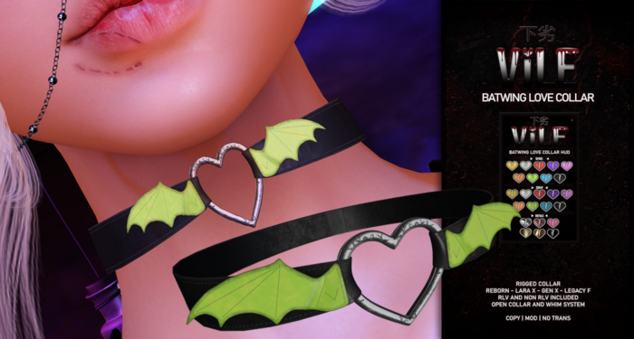 [Vile Collars] - Batwing Love Collar Box (Add Me)