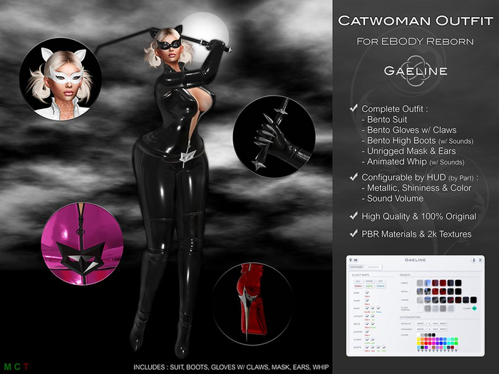 Gaeline Clothes - Catwoman Complete Outfit REBORN DEMO