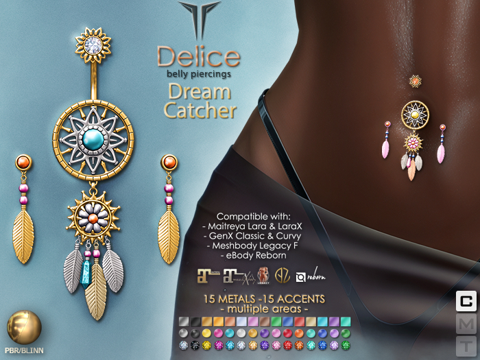 **RE** Delice Belly Piercing - Dreamcatcher - PBR - Maitreya Lara X, GenX, eBODY, Meshbody