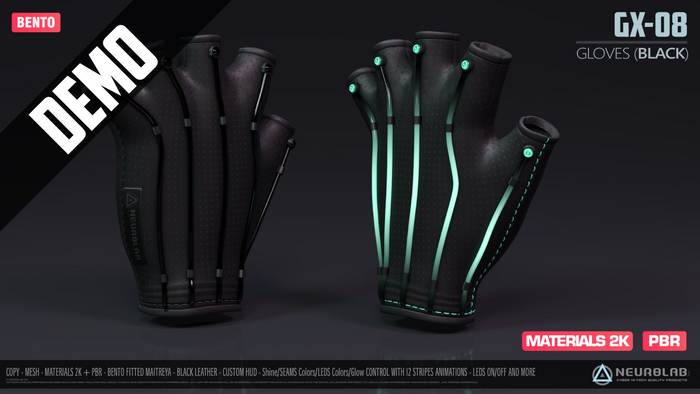 *DEMO* GLOVES GX-08 (BLACK + PBR) (Maitreya Bento) [Neurolab Inc.]