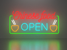 Chinese food open neon sign Full Permission