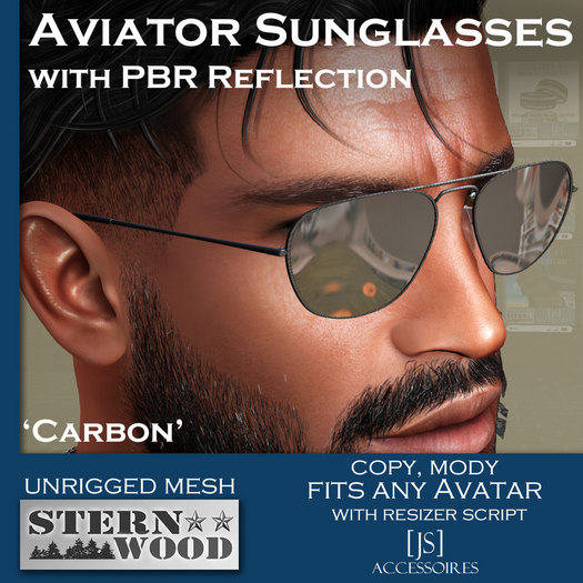 {JS} Aviator Glasses - PBR -  'Carbon'