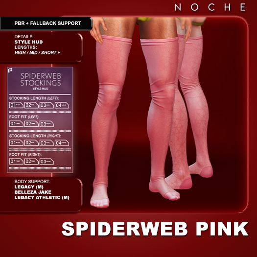 Noche. Spiderweb Stockings Pink