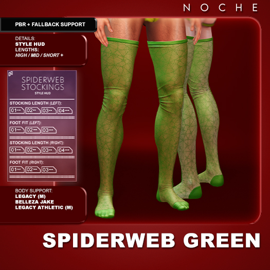 Noche. Spiderweb Stockings Green