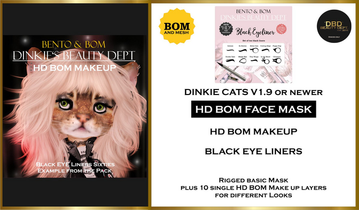 Second Life Marketplace - *DBD* DINKIES BOM HD MAKEUP* Black Eyeliners Set