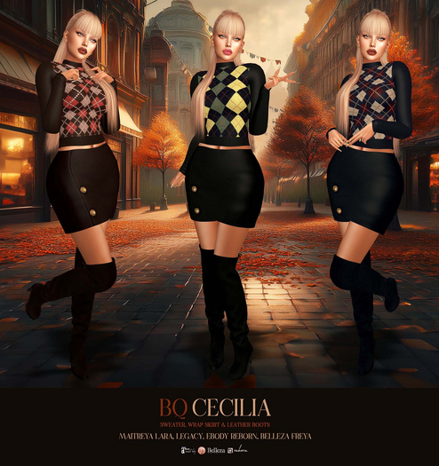 BQ::Cecilia Argyle Sweater:: Blue/Burgundy&Beige 