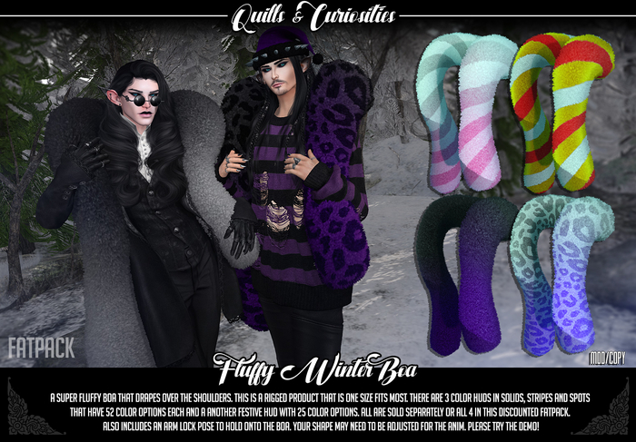 Quills & Curiosities - Fluffy Winter Boa - Solids