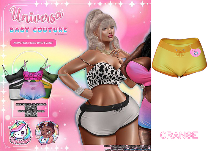 #UxBC - Janna Shorts - Orange -Kupra -LaraX -Reborn -Peach -Legacy -Waifu -Mounds -Juicy -Jelly -Bork