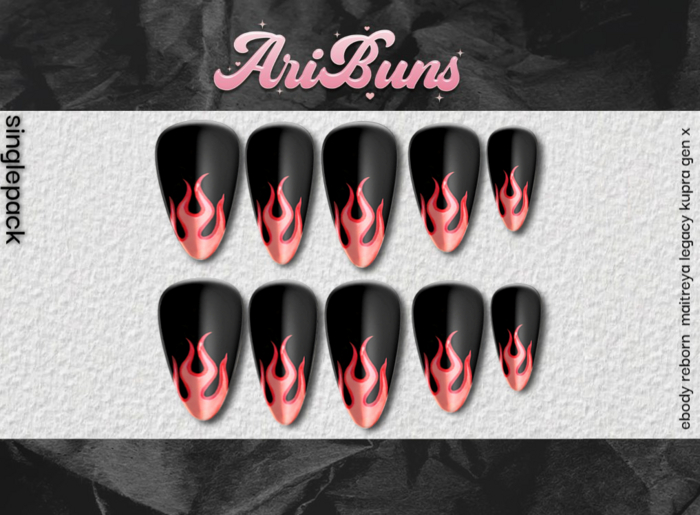 [AriBuns] Red Flame Nail - L.Almond