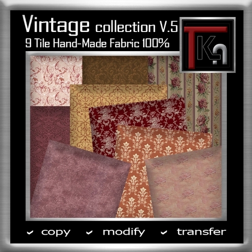 TKA-Vintage Collection V.5 - 9 Tile Hand-Made Textures Fabric 100% - Full perm