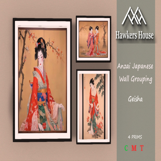 *HH* Anzai Japanese Wall Grouping Geisha